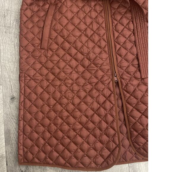 Athleta Featherless Long Vest Mahogany Brown Quilted Puffer - Picture 7 of 8